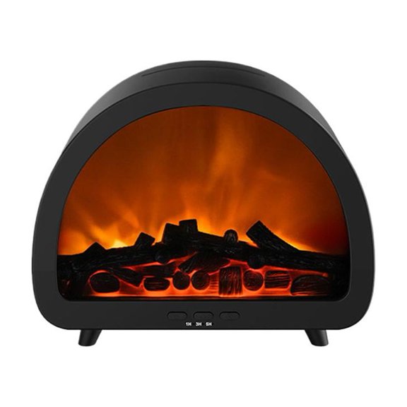 Fireplace Flame Aroma Diffuser Humidifier, 200ml Essential Oil Diffuser with Remote, 7-Color LED Ambient Light & Simulated Flame for Home Office(Black)