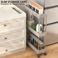 thumbnail image 3 of Cshidworld Storage Cart 3 Tier Slim Cart, Rolling Utility Cart Storage Organizer Slide Out Cart, Mobile Shelving Unit Organizer Trolley for Office Bathroom Kitchen Laundry Narrow Places, Gray, 3 of 7