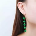 thumbnail image 3 of K-KED A Pair Jade Chrysoprase Beads Gemstone Earrings Ear Wire 18k Ear Hook Women, 3 of 5