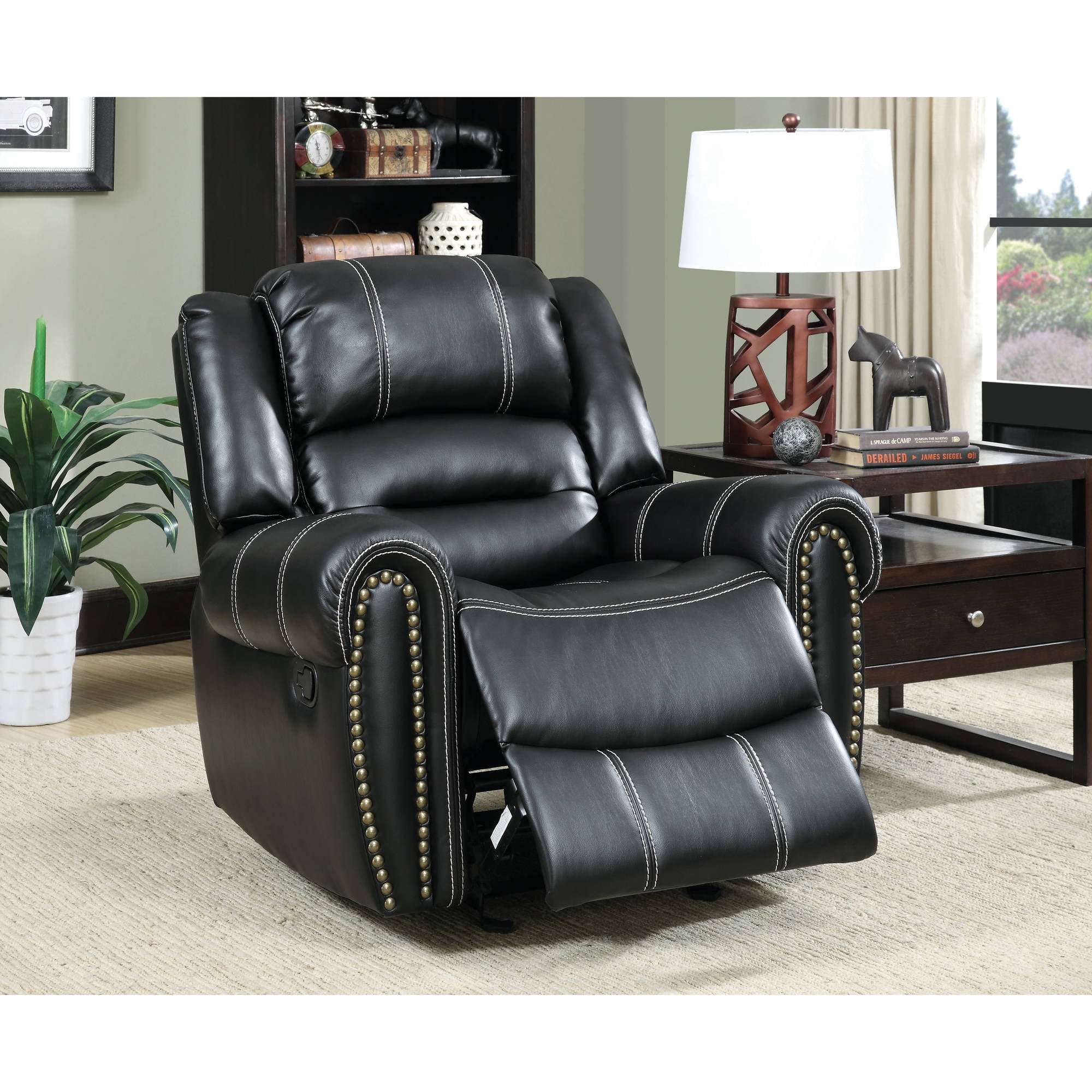 mainstays faux leather home theater recliner