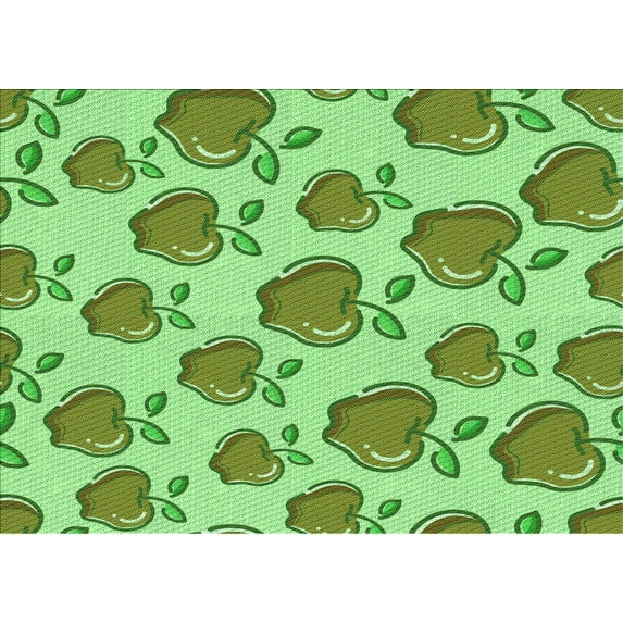 Ahgly Company Indoor Rectangle Patterned Dark Lime Green Area Rugs, 8' x 10'