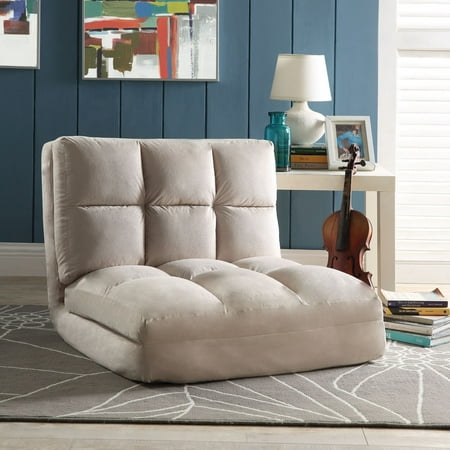Loungie Beige Microsuede Flip Chair - Sleeper | Dorm Bed | Lounger Seat or Sofa |
