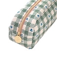thumbnail image 3 of Papier To Go Floral Check, Zip Around Pencil Case, Green, 3 of 5
