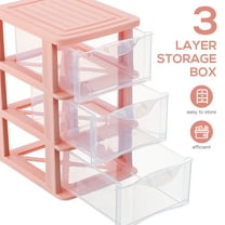 Small 3 Drawer Storage Organizer, Pink Plastic Drawer Storage, Small Desktop Organizer for Home, Office