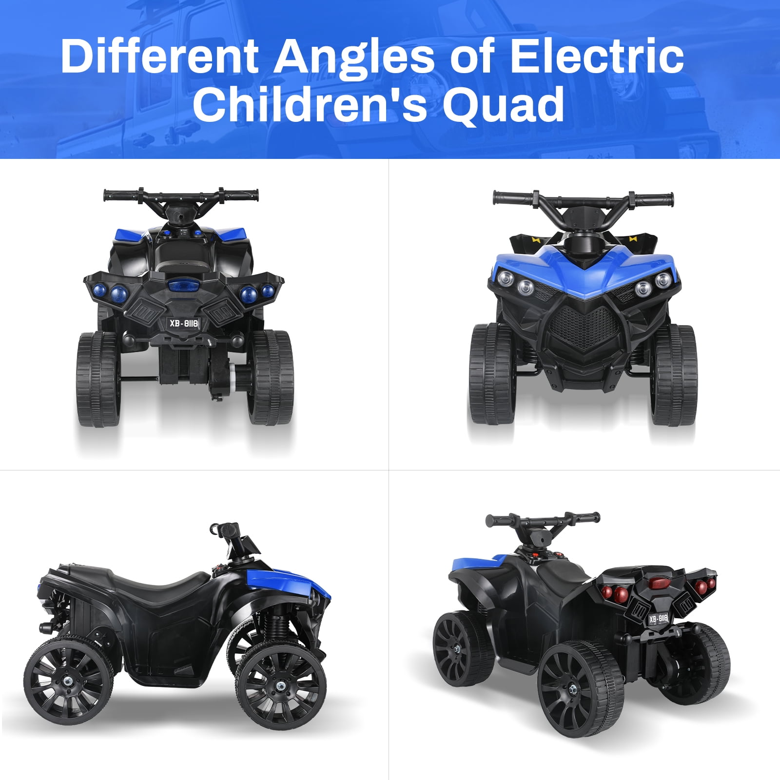 LAZY BUDDY 6V Powered Ride-on Toy for Kids, Toddler 4-Wheeler Quad ATV Play Car with 1.8mph Max Speed, for 2-4 Years Boys Girls