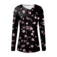 thumbnail image 2 of Gibobby Blusa Manga Larga Moda Cuello redondo Manga corta Camiseta con estampado de amor Tops de manga larga para mujer Blusas con botones y cuello en V fruncidos Camisas casuales（Rosa， XXL), 2 of 4