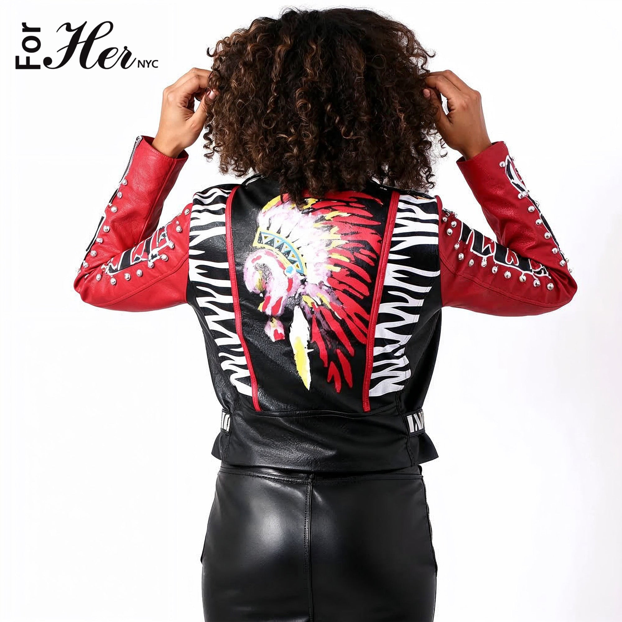 ジャケット・アウター Punk Jacket Vintage Leather Spiked Hand Painted Bespoke Punk Rock Jacket All