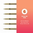 thumbnail image 2 of Sakura Pigma Micron Fine Liner Pens - Archival Black Ink Pens for Writing, Drawing, or Journaling - Assorted Point Sizes - 6 Pack, 2 of 8