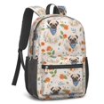 thumbnail image 2 of Pug and Floral Pink Pattern 17" Waterproof Oxford School Backpacks for Teens, S-Shape Padded Straps, for School, Travel, Hiking, Camping, 2 of 5