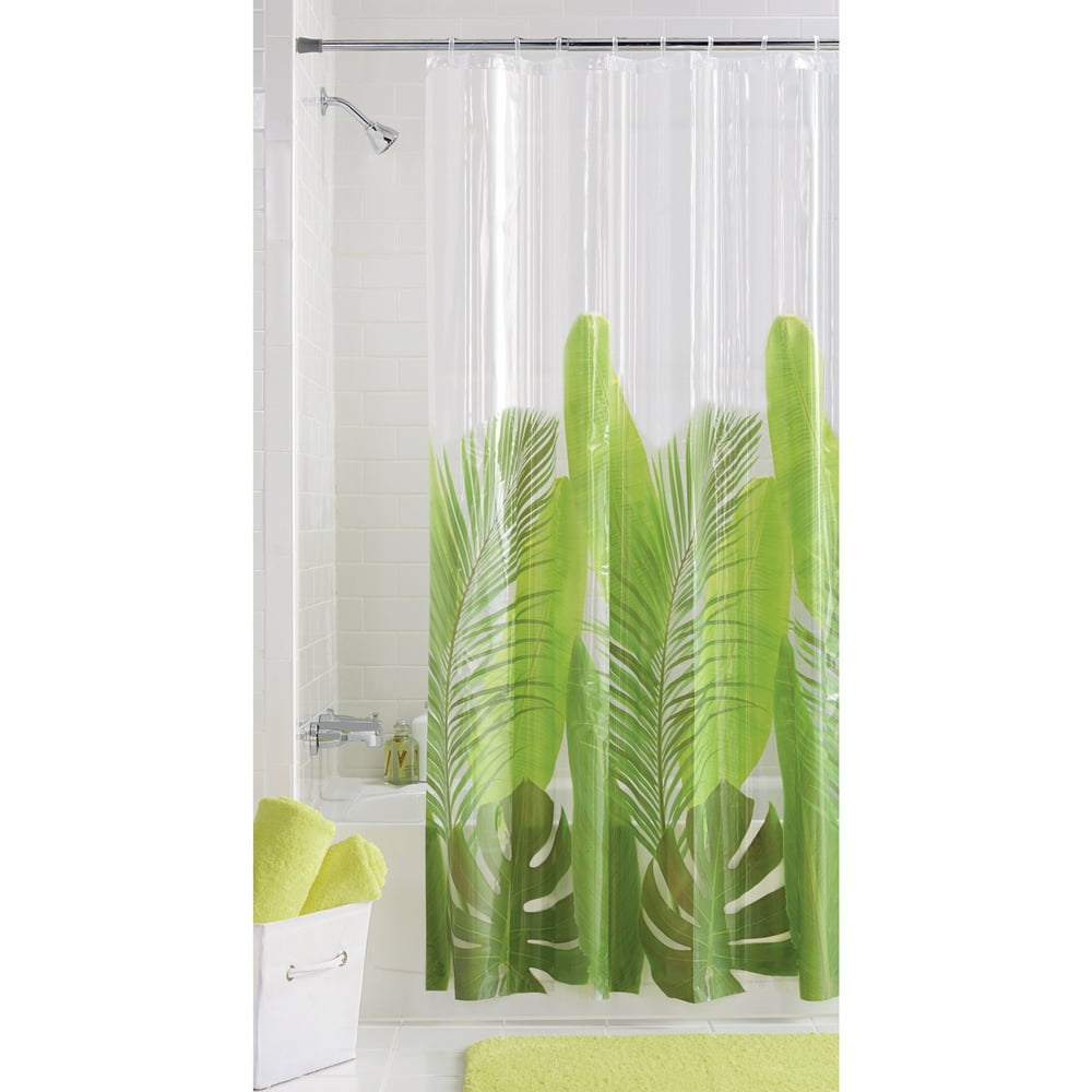 Mainstays Tropical Leaf Vinyl Shower Curtain, 1 Each