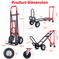 thumbnail image 3 of Veeboto 1000lbs Heavy-Duty Hand Truck 3-in-1 Convertible Folding Hand Truck with Wheels 10" All-Terrain Tires, Collapsible Cart for Moving, Warehouse, Logistics, Home, Office Red, 3 of 7