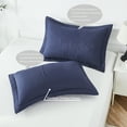 thumbnail image 5 of URBONUR Navy Blue Pillow Shams Set of 2 King Size Microfiber Farmhouse Quilted Pillow Covers, Soft and Cozy, Wrinkle, Fade, Stain Resistant Bed Pillow Shams 20''× 36'', 5 of 8