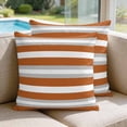 thumbnail image 2 of 16x16 Pillow Covers Set of 2, Burnt Orange Grey Stripe Square Throw Pillow Covers for Couch/Sofa/Living Room, Minimalist Farmhouse Striped Decorative Soft Pillowcases for Couch Throw Pillows, 2 of 9