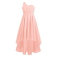 thumbnail image 2 of iiniim Kids Flower Girls Dress One Shoulder Formal Gown Chiffon Rhinestones Beaded Wedding Party Gown A Pink 14, 2 of 6