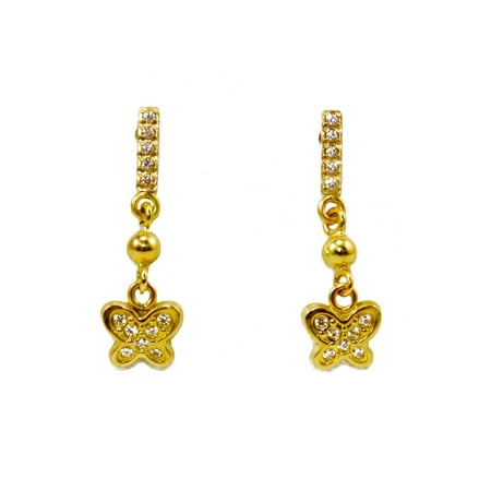gold dangle 14k butterfly earrings yellow