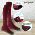 thumbnail image 5 of Women's 4 Pairs Soft Comfortable Durable & Truly Beautiful Knee High Cotton Boot Socks HR158212 Size 6-9Wine, 5 of 7