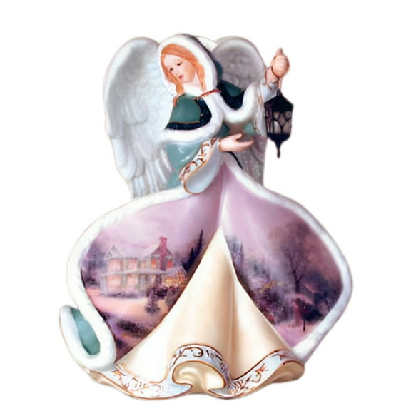 The Bradford Exchange Winter Angels of Light Collection Issue #6 Angel of Joy Illuminated Sculpture Art on Porcelain Angel by Thomas Kinkade 8-Inches
