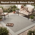 thumbnail image 2 of SIXHOME Outdoor Rugs 5'x7' Patio Rug Geometric Bordered Indoor Outdoor Rugs Polypropylene Washable Non Shedding, Easy Clean, Waterproof, Durable Outdoor Carpet for Porch Balcony Deck Neutral Gray, 2 of 8