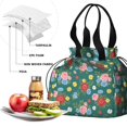 thumbnail image 4 of Pioneer Flower Floral Print Pattern Drawstring Lunch Bag Women - Drawstring Lunch Bag Insulated for Work Office - Stain-Resistant Large Lunchbags for Women with Multi-Pockets, 4 of 6