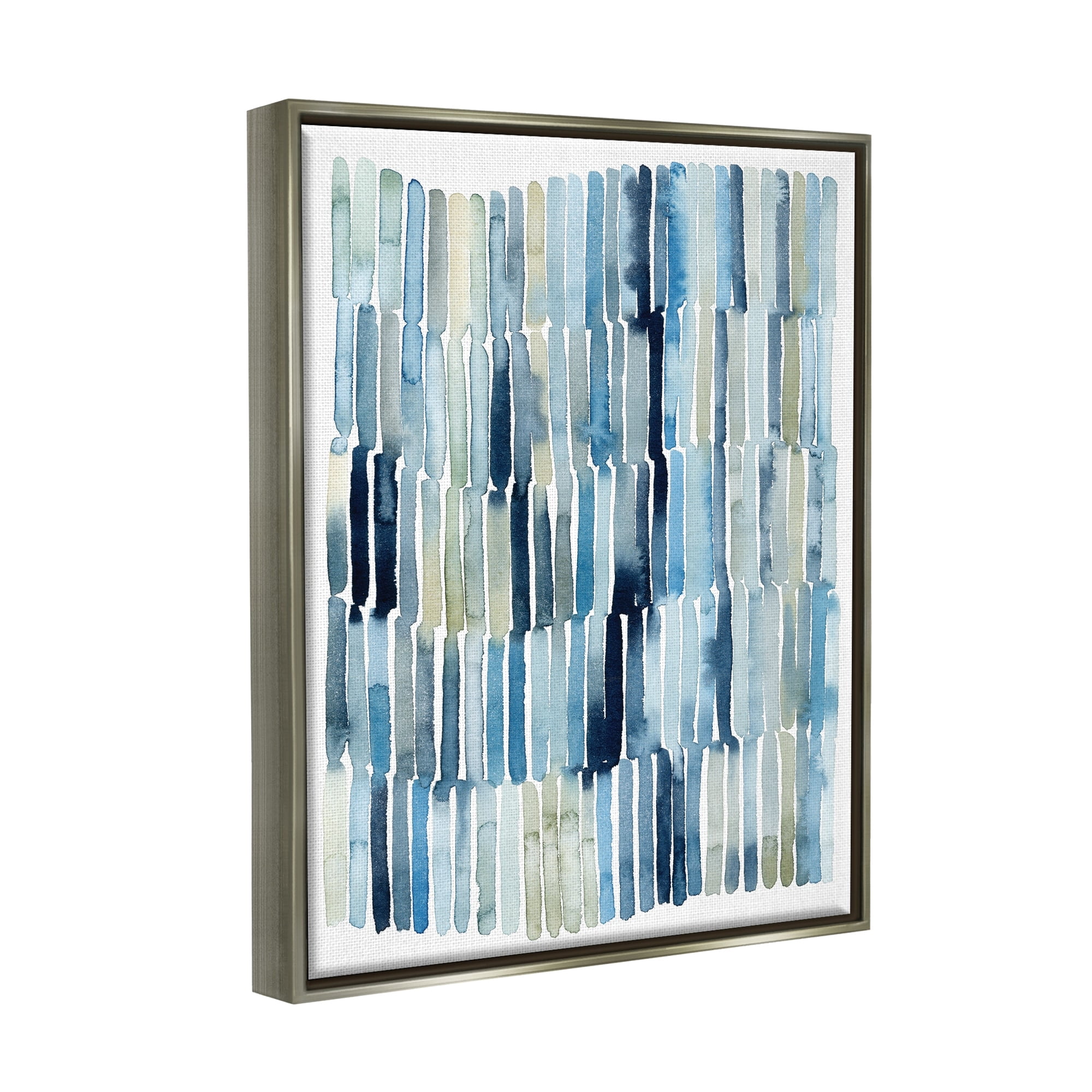Stupell Industries Nautical Inspired Abstraction Blue Beige Blocked Lines Luster Gray Framed Floating Canvas Wall Art, 16x20, by Grace Popp