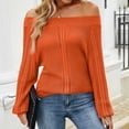 thumbnail image 2 of Blusa con hombros descubiertos, manga larga, Color puro, Tops casuales de moda para mujer, 2 of 4