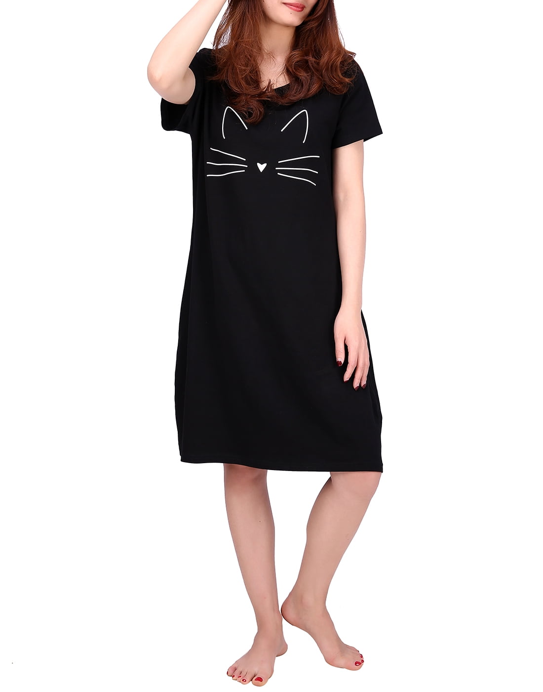 HDE Women's Sleep Shirt Dress Short Sleeve Nightgown Pajama Oversized