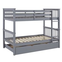 Twin over Twin Bunk Bed with Trundle in Gray