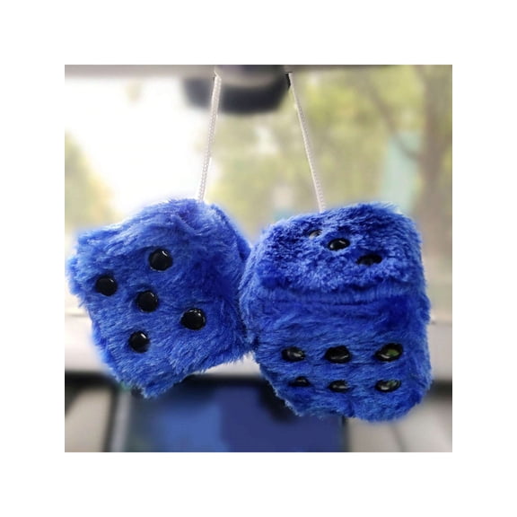 Couple Fuzzy Dice With Leather Dots Retro Car Mirror Hanging Accessories For Car Decoration
