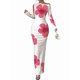 thumbnail image 3 of Vestidos Largos Ajustados con Frunces, de Larga y Estampado Floral para Mujer, para Fiesta, Club y Otoño/. Flor Rosa S, 3 of 8