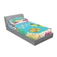 thumbnail image 2 of Ambesonne Fish Fitted Sheet & Pillow Sham Set, Cartoon Underwater Theme, Twin, Multicolor, 2 of 2