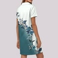 thumbnail image 4 of UoCefik A-Line Dresses For Women Beach Floral Short Sleeve Flowy Dresses Loose Fit V Neck Casual Elegant Sundress Fashion Summer Polo Shirts Dress Dark Green S, 4 of 4