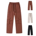 thumbnail image 1 of Styesk Men's Pants Men's Casual Outdoor Solid Color Elastic Waist Drawstring Pocket Workwear Pants, 1 of 8
