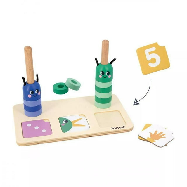 Janod - Number Composition And Comparision - Educational Wooden Counting Game for Toddlers - Learn Numbers with Caterpillars - Fun Math Activity - Age 3+ - J05085