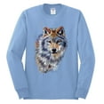 thumbnail image 2 of Wolf Oil Painting Animal Lover Mens Long Sleeve Shirt, Light Blue, 2XL, 2 of 3