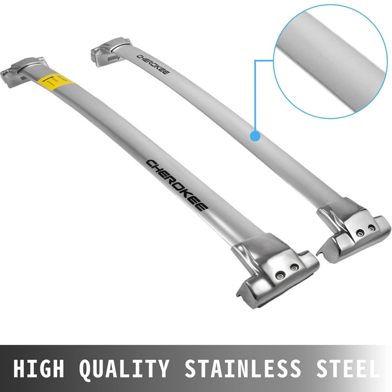 VEVOR Roof Rack Rail Compatible with Jeep Grand Cherokee 2011-2018 Cross Bar Silver Set Carrier Baggage Top Luggage Pair Durable Storage Cross Bar