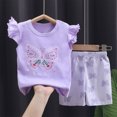 thumbnail image 2 of HCNTES Toddler Girl Clothes 3 6 12 18 24 Months 2T 3T 4T 5T 6T 2pcs Cute Graphic Print Flying Sleeve Round Neck Tank Top and Elastic Shorts Set Outfits Clothing for Girls, 2 of 5