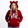 thumbnail image 3 of Pop cazadora para niña Demon Hunters Women's Fashion Cat-Ear Crop Top Hooded Sweatshirt （Red）, 3 of 4