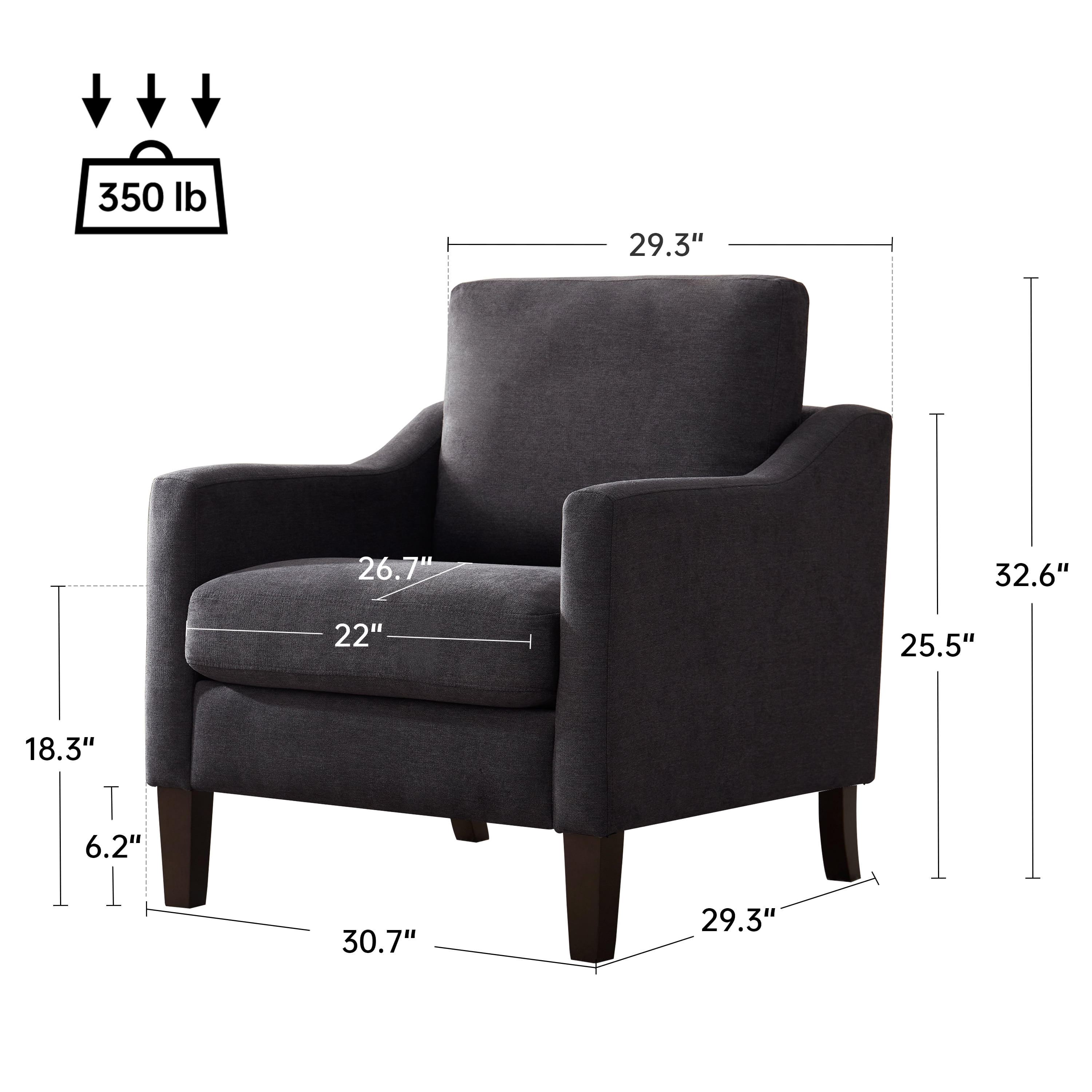 Vknow Furniture Mid Century Modern Upholstered Accent Chair for Living Room and Bedroom,Gray