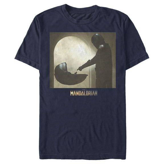 Men's Star Wars: The Mandalorian The Child Bounty Silhouette Graphic Tee Navy Blue Small