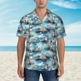 thumbnail image 2 of Gukieu Sea Marine And Lighthouse Print Men's Short-sleeved Shirts, Button-down Lapel Hawaiian Shirts, T-shirts, Beach Vacation Summer Casual Wear,Large, 2 of 7