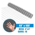 thumbnail image 4 of 16 Gauge Galvanized Welded Fence Wire Roll, Square Mesh Size 4” x 4”, Wire Fencing Cage, Multiple Use for Home Improvement & Animals Enclosure ( in. x 100ft.), 4 of 6