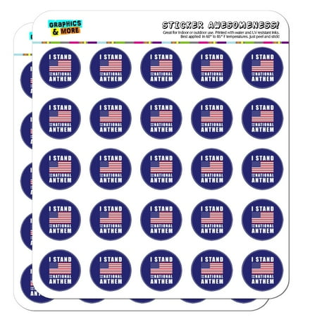 Pack Laser Stickers Flag Design - I Stand For The National Anthem American Flag USA 1