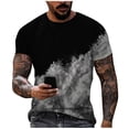 thumbnail image 2 of LRGSHF Men's Short Sleeve T‑Shirts Sound Wave Graphic Crew Neck Tops Modern Fit Gradient Print Pullover Daily Summer Casual Tees Gray 2XL, 2 of 5