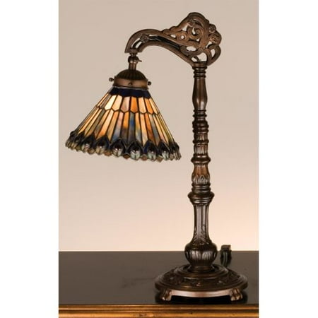 Meyda Tiffany Stained Glass Floor Lamp Meyda Tiffany 32738 Stained Glass / Tiffany Desk Lamp from the Jeweled Peacock Collection ()