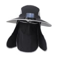 thumbnail image 2 of Sombrero solar de ventilador solar al aire libre con cubierta de cuello cara cómoda protección solar recargable Sombrero solar para hombres Capa de Negro, 2 of 8