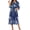 Blue Floral, variant on KISSGAL Women Zipper Front Robes 3/4 Sleeve Housecoat Full Length Loungewear Dress with Pocket Long Nightgown Sleepwear Bathrobes