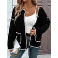 thumbnail image 5 of Cropped Cardigan Sweaters for Women Fall Dressy Casual Long Sleeve Button Down Knit- Jacket Outwear Black L, 5 of 9
