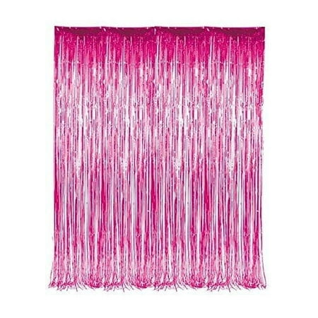 Pink Foil Fringe Curtain 3 X 8 (36"X96") Metallic Panels For Partys, Photo Shoots, Weddings, Stage Backdrops By Kidsco