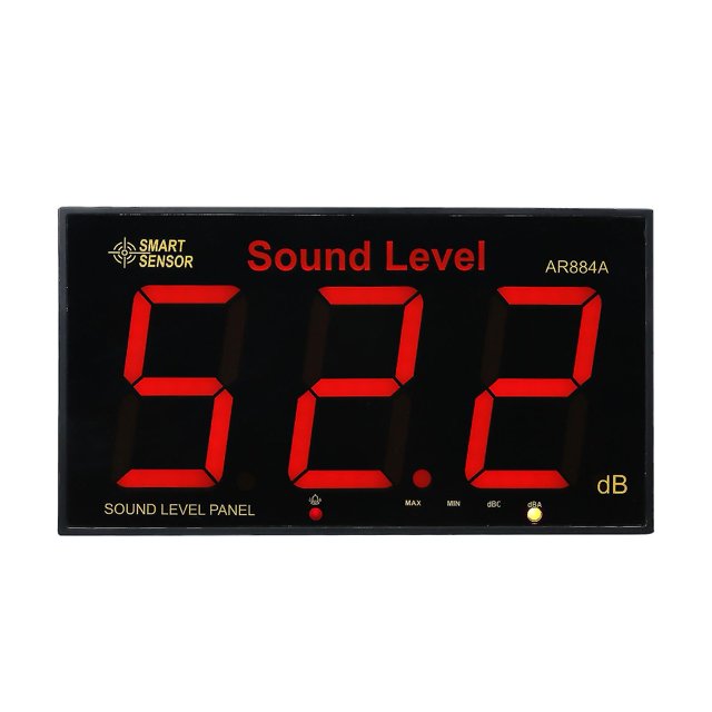 Medidor de nivel de sonido Ar884a con pantalla LCD grande Medidor de nivel de sonido digital montado en la pared Medidor de ruido digital Probador de monitoreo de decibeles Ruido