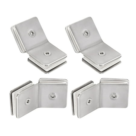 

Stainless Steel Square Glass Clamp 4 Pack Adjustable 8-12mm Thickness 135 Degree Double Side Glass Bracket Clip